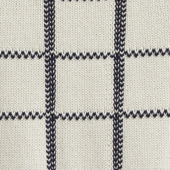 Veronica Beard Windowpane Check Short Sleeve Sweater - Ivory and Navy - Picture 6 of 7
